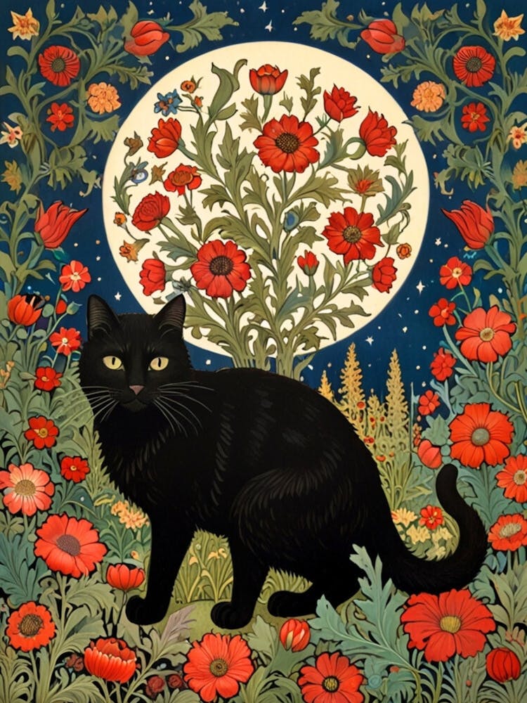 William Morris Cat In The Moonlight 56