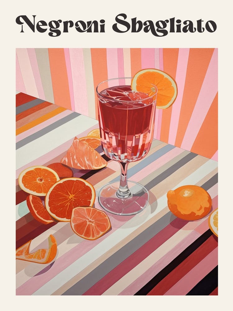 Negroni Spagliato Retro Cocktail Poster