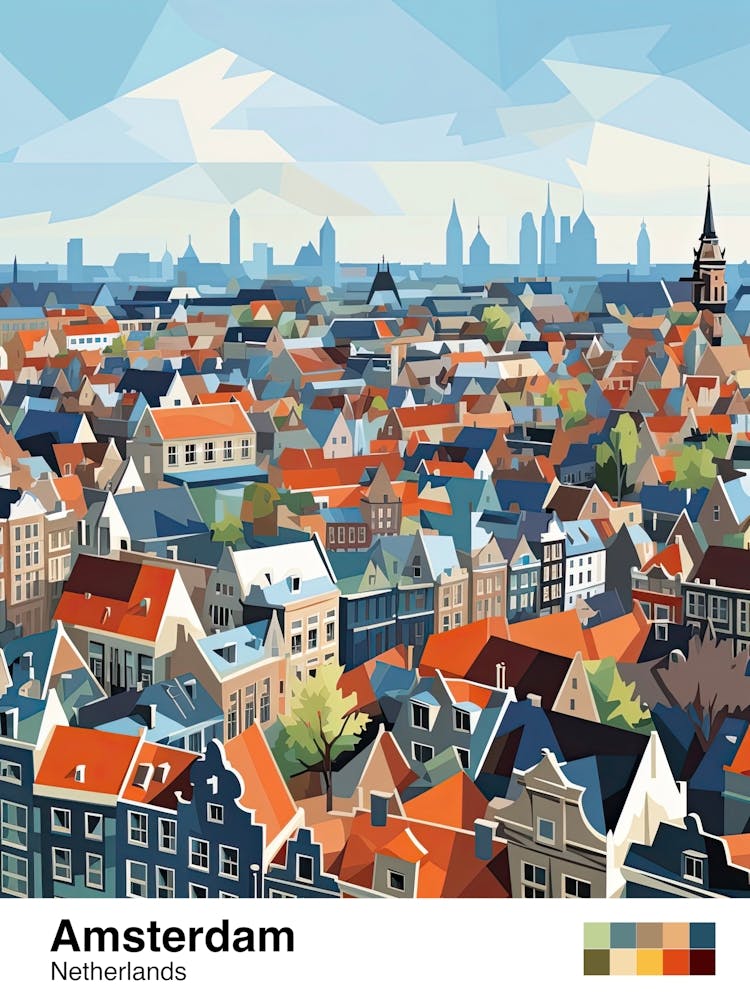 Amsterdam, Netherlands, Geometric Illustration 3 Poster