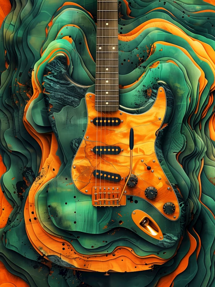 Abstract Guitar Painting music art