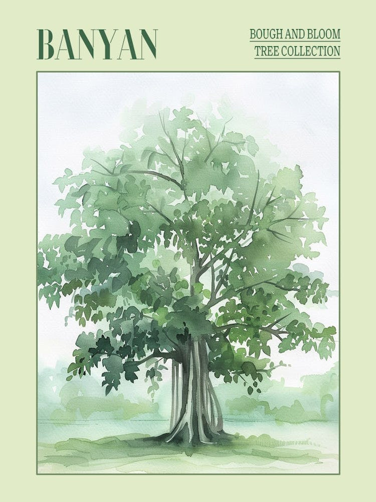 Banyan Tree Atmospheric Watercolour Painting 1 Poster