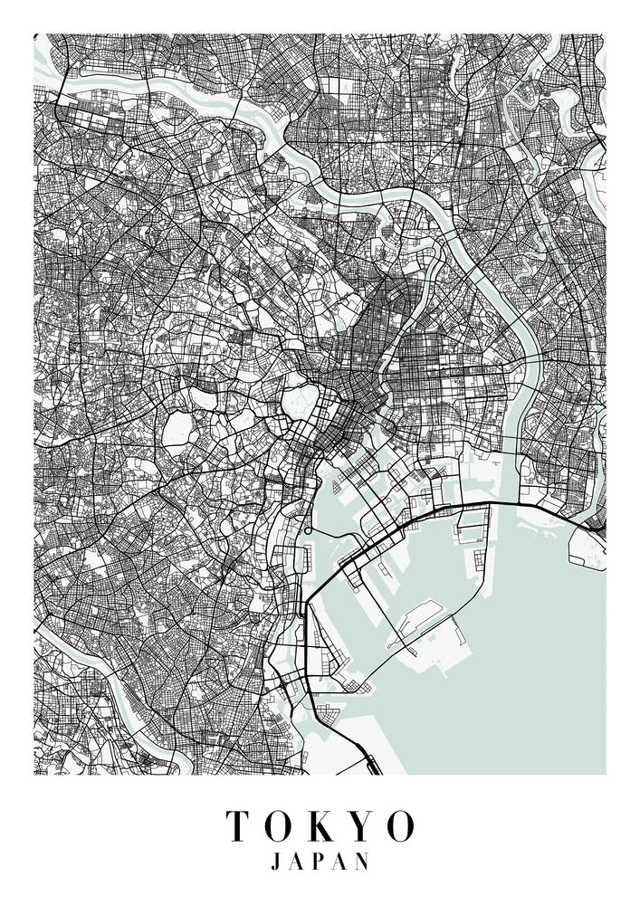 Tokyo Japan Street Map Minimal Color