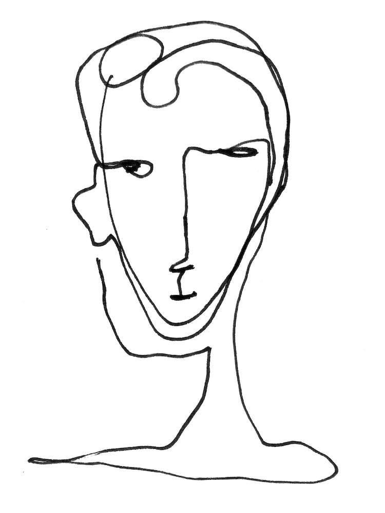 Delphinia Line Art Portrait Black And White