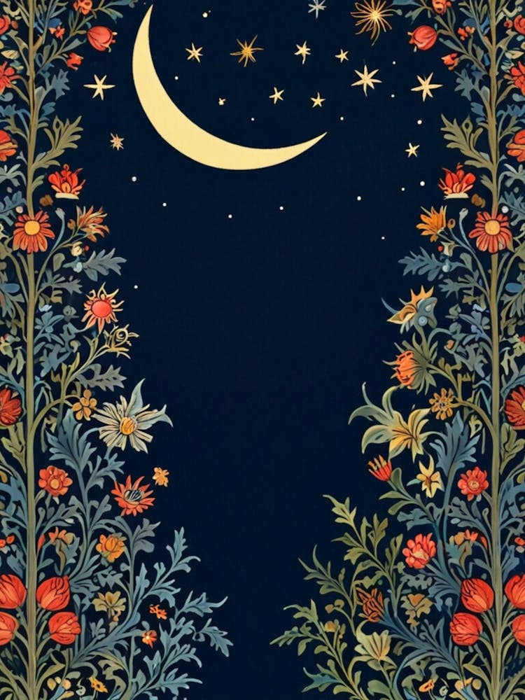 William Morris Moon And Flowers 62