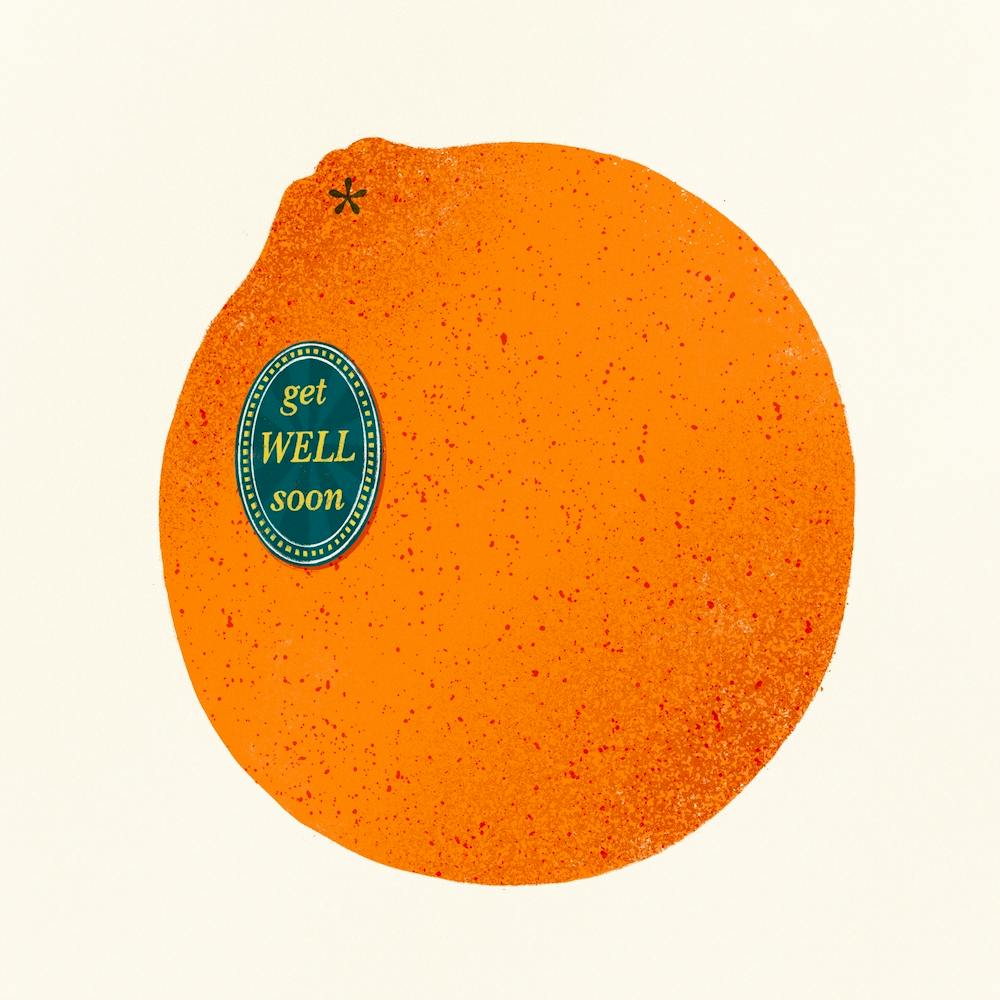 Get Well Soon Orange  Square