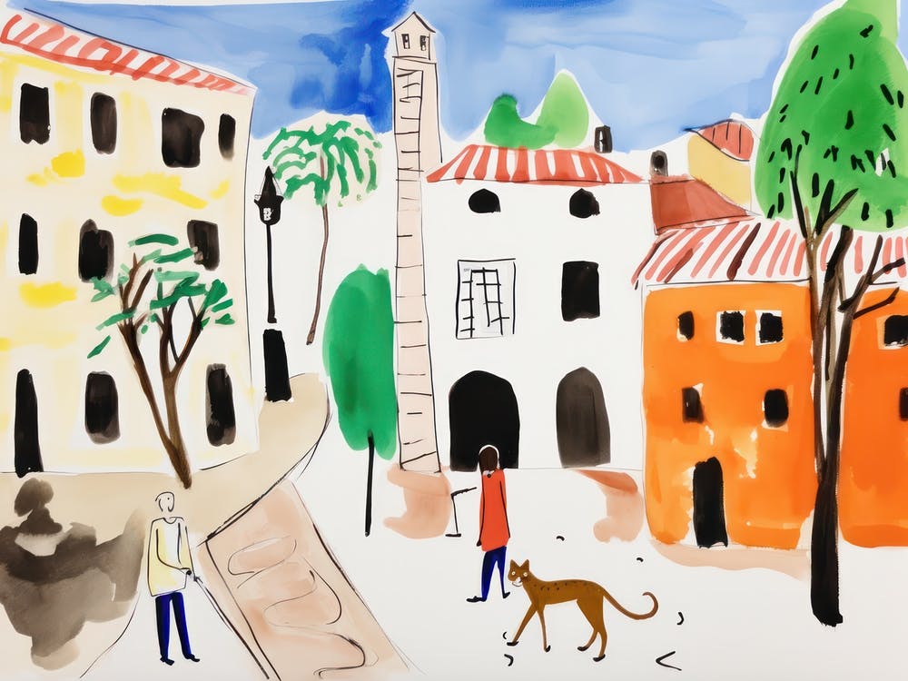 Terni Italy Cute Watercolour Illustration 2