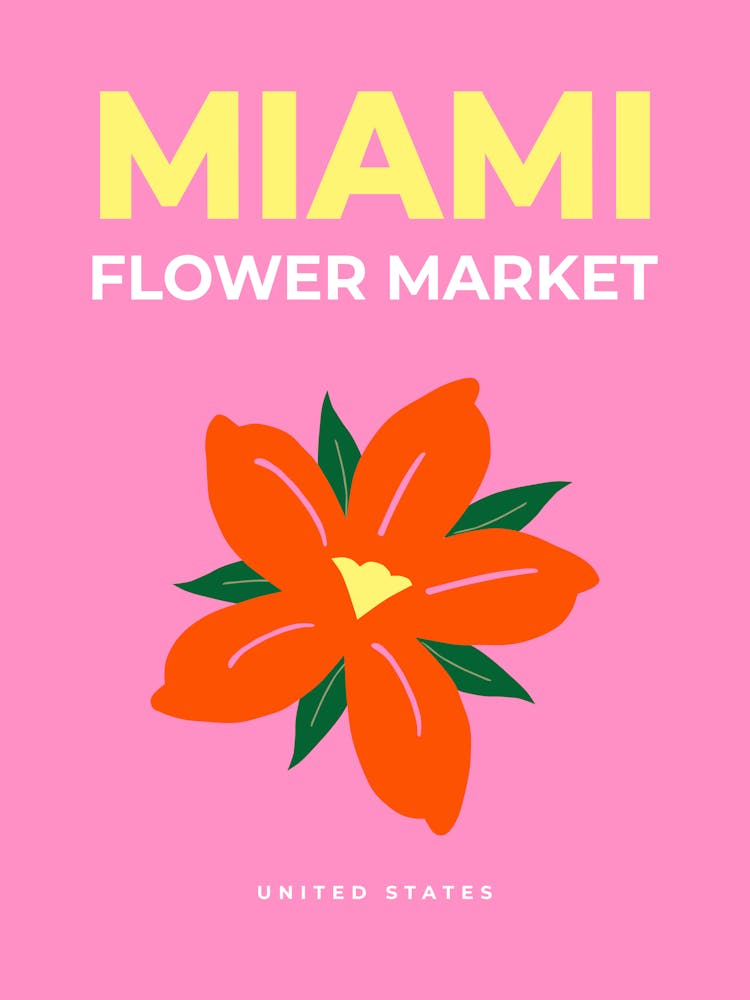 Flower Market Miami United States Pink And Orange