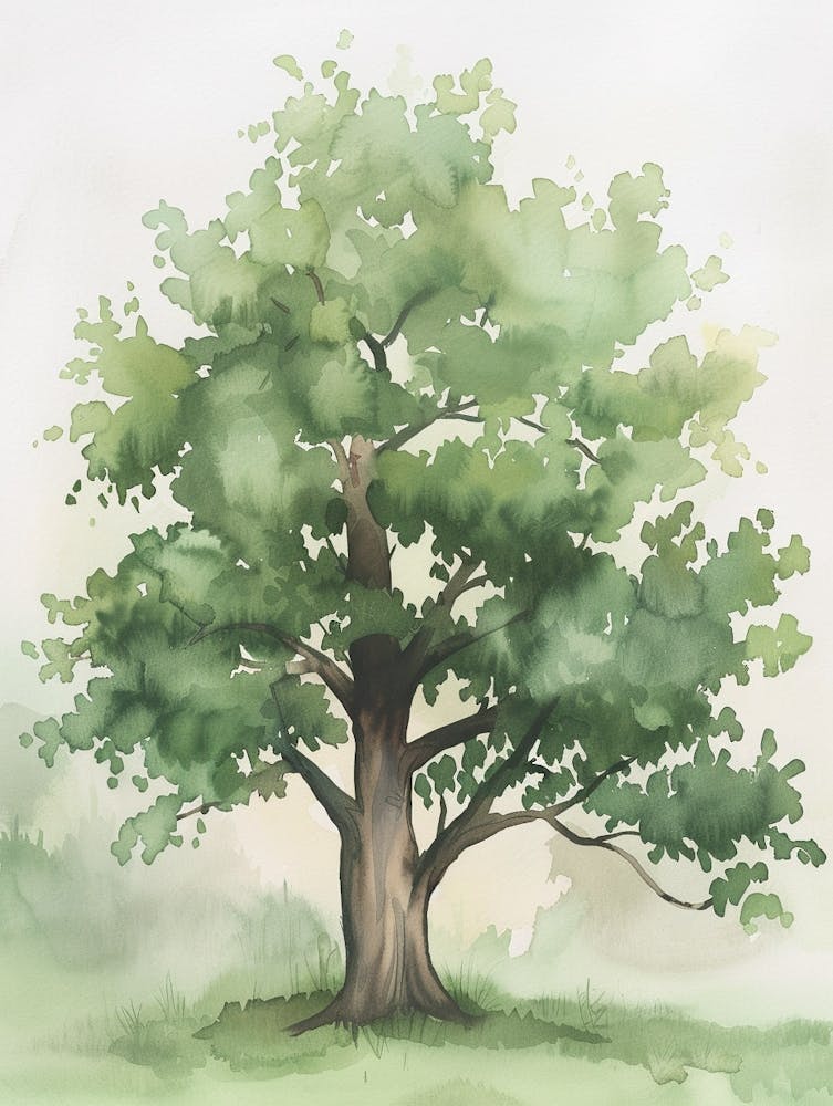 Pecan Tree Atmospheric Watercolour Painting 4
