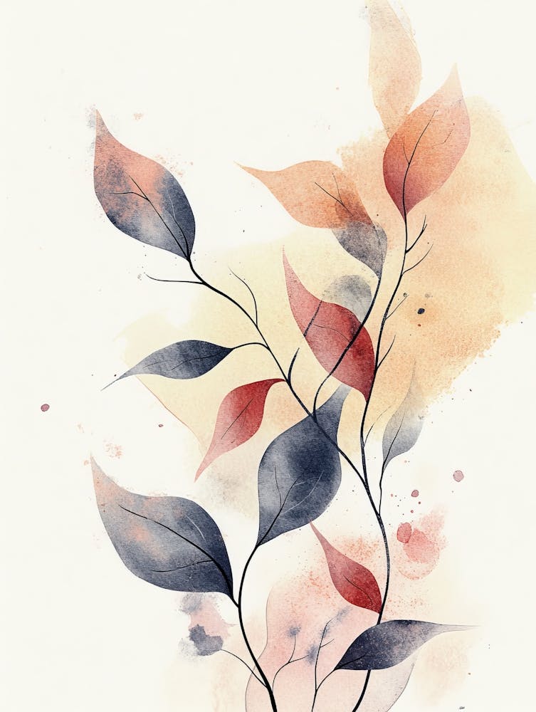 Watercolor Leaves Canvas Print