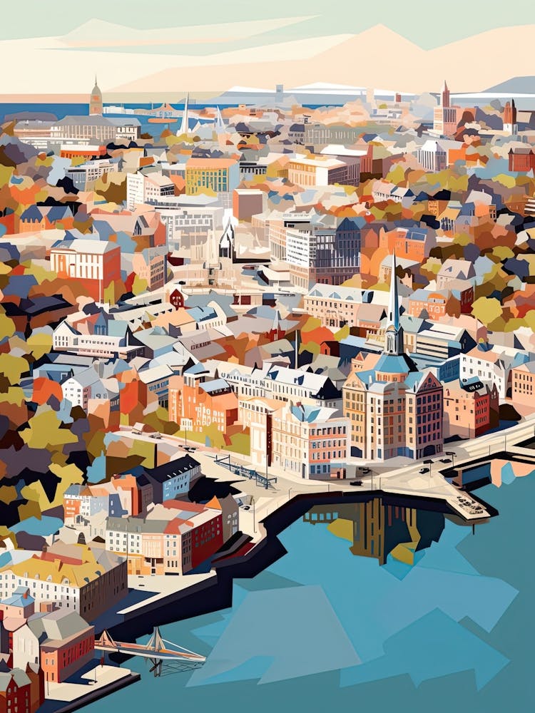 Stockholm, Sweden, Geometric Illustration 1