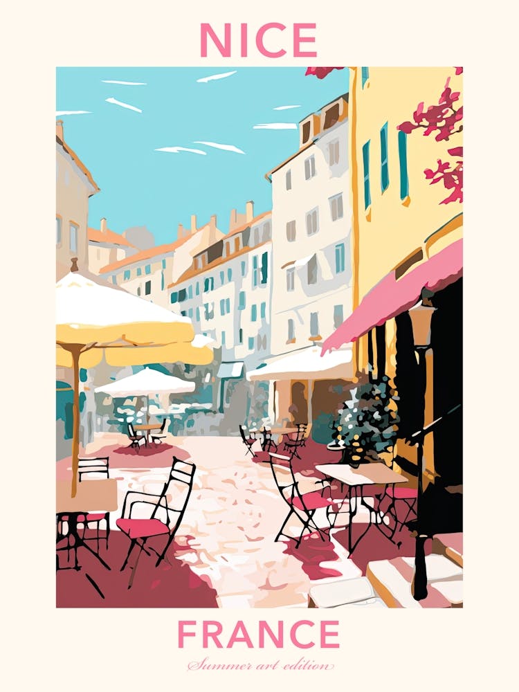 Nice, France, Flat Pastels Tones Illustration 4 Poster
