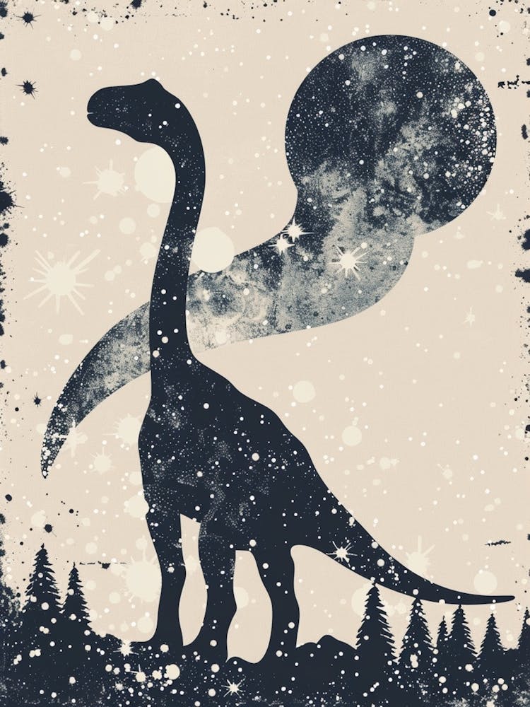 Black Celestial Dinosaur Silhouette