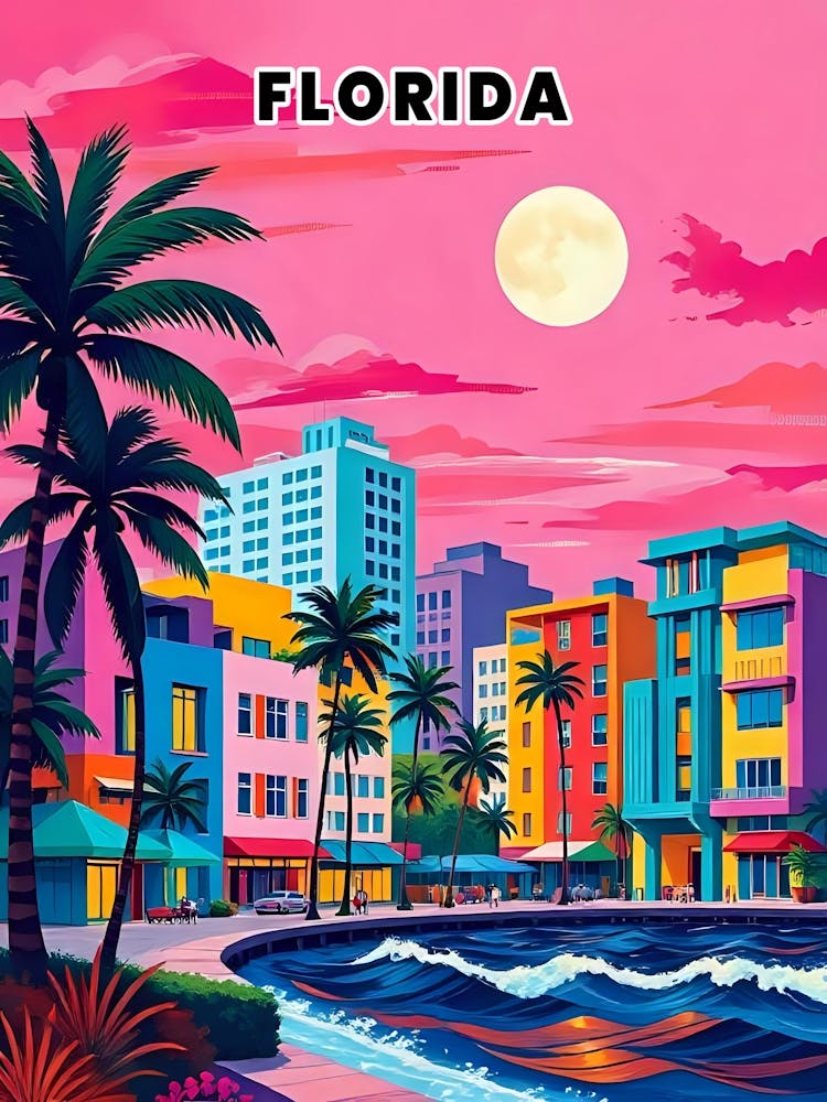 Florida Vibrant Vintage Travel Poster 16
