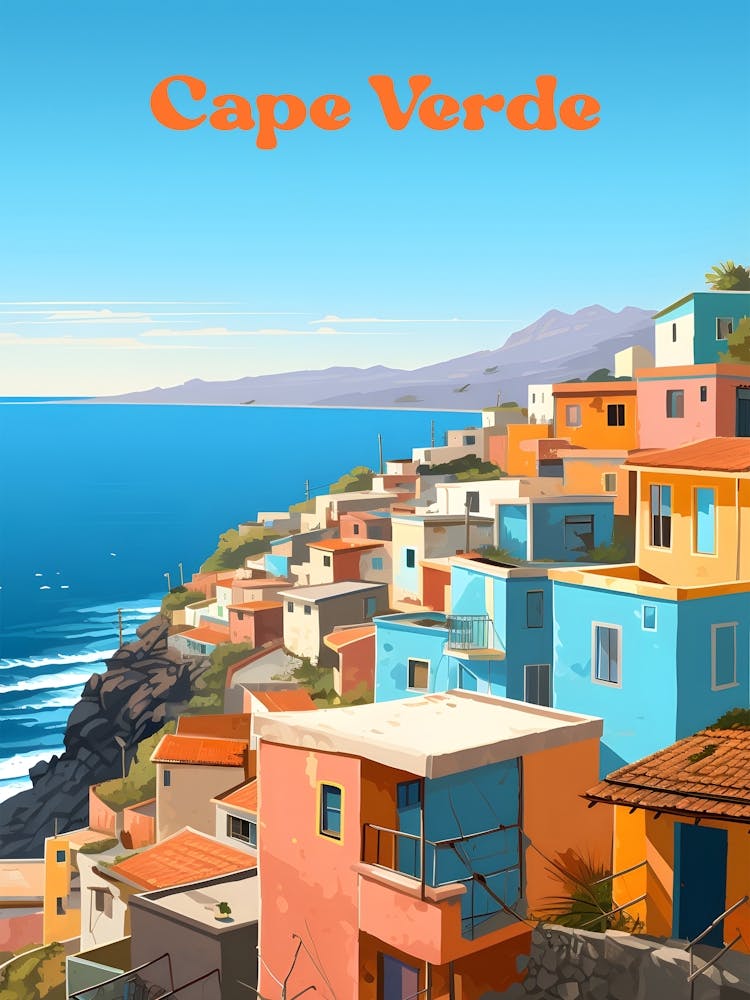 Cape Verde Africa Coastal Modern Travel Art