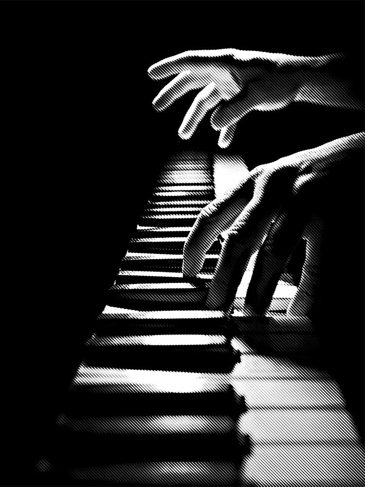 Piano for Pianist Line Art Illustration