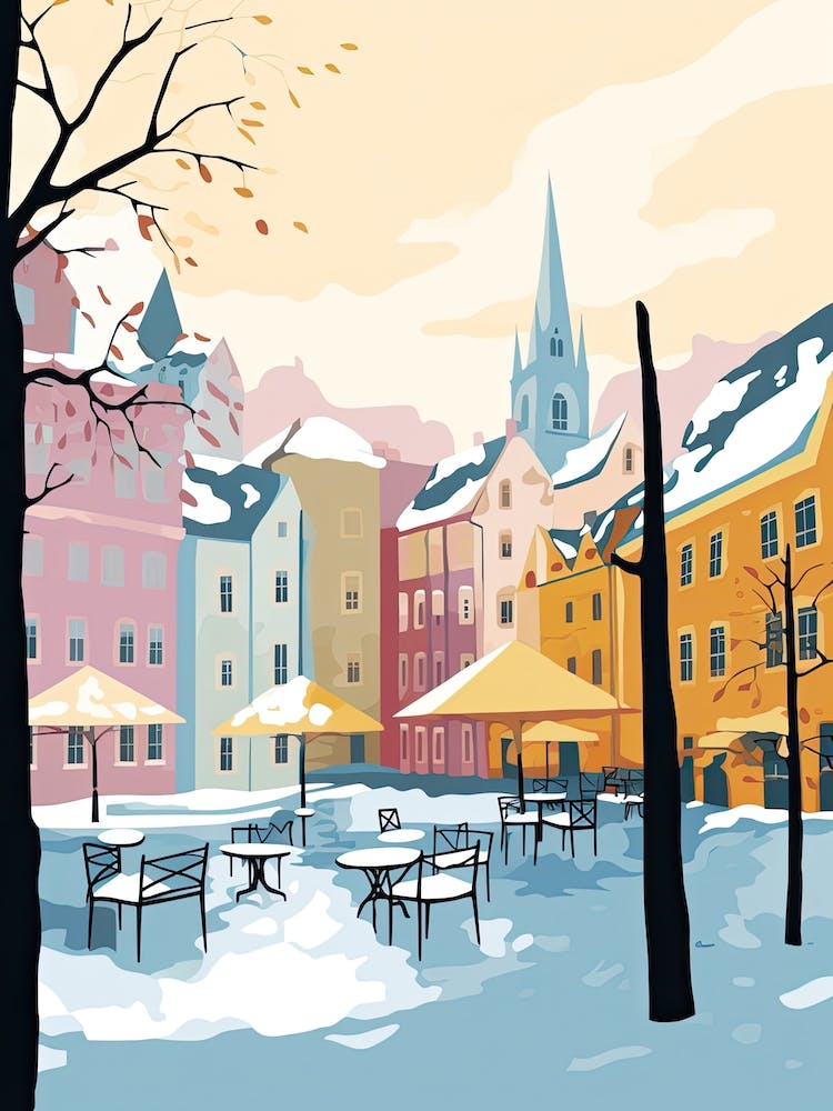 Turku, Finland, Flat Pastels Tones Illustration 4