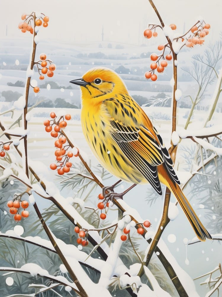 Winter Bird Painting Yellowhammer 3