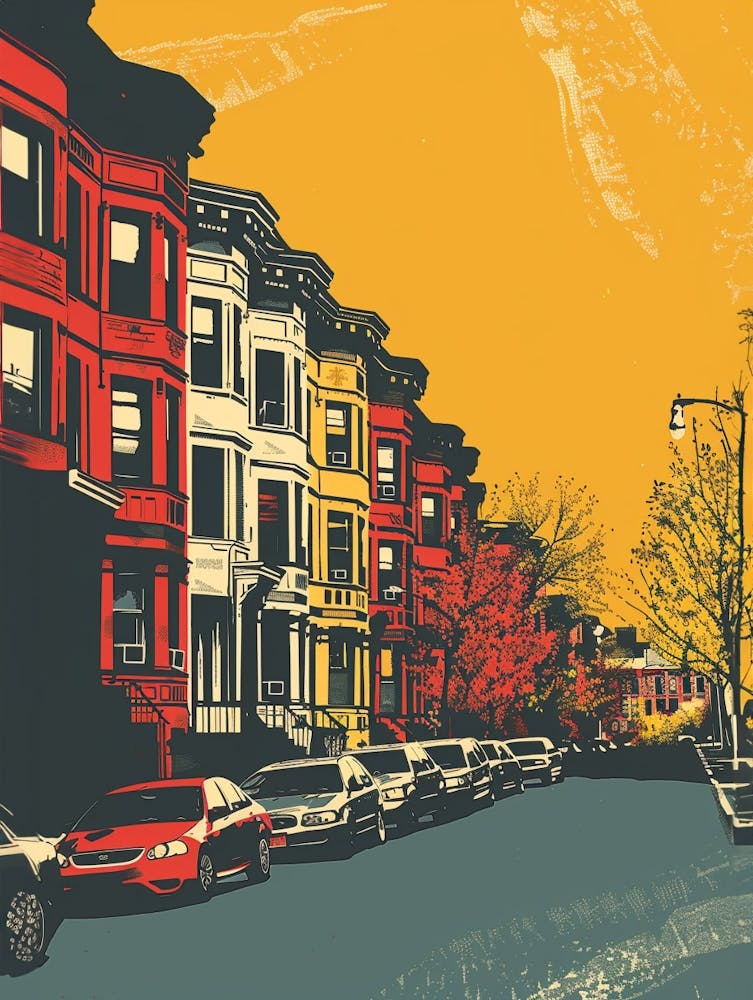 Crown Heights New York Colourful Silkscreen Illustration 2