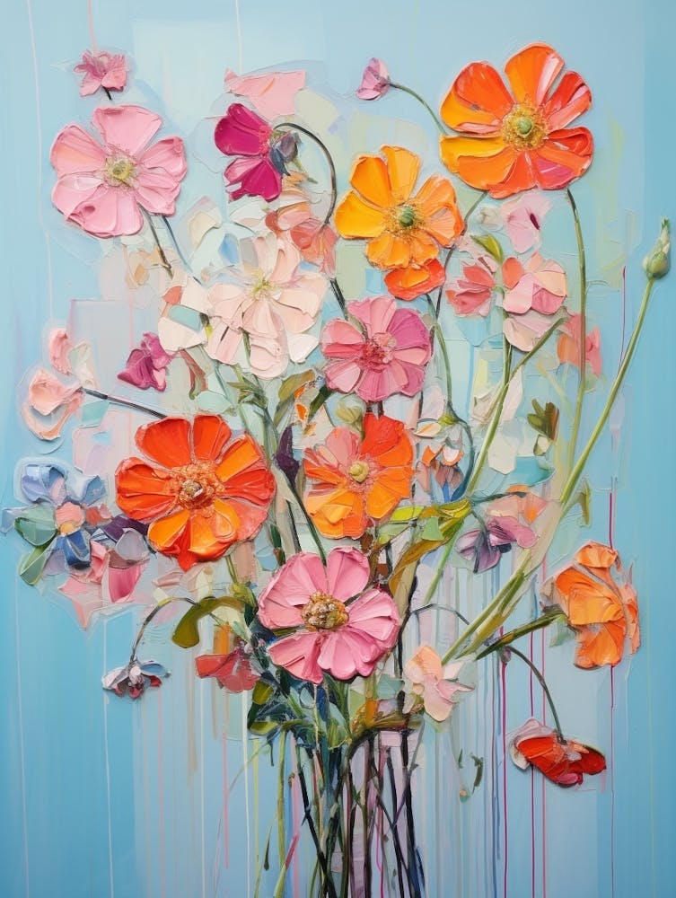Abstract Flower Painting Zinnia 2