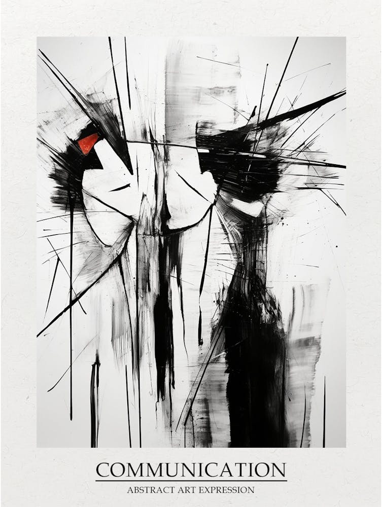 Communication Abstraite Noir Et Blanc 1 Affiche