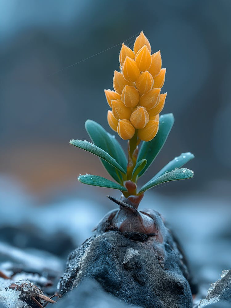 Flower Blooming On Rocks