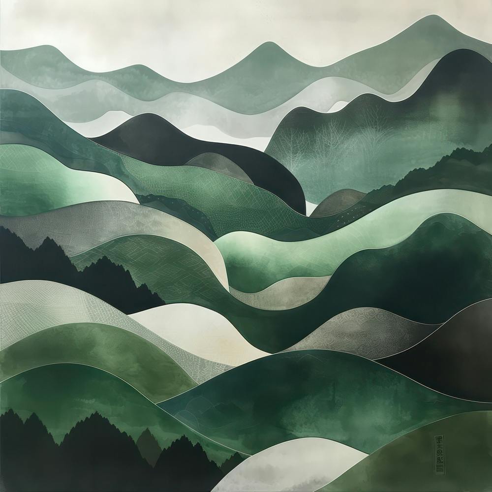 Japanese Watercolour Of Mount Aino 4