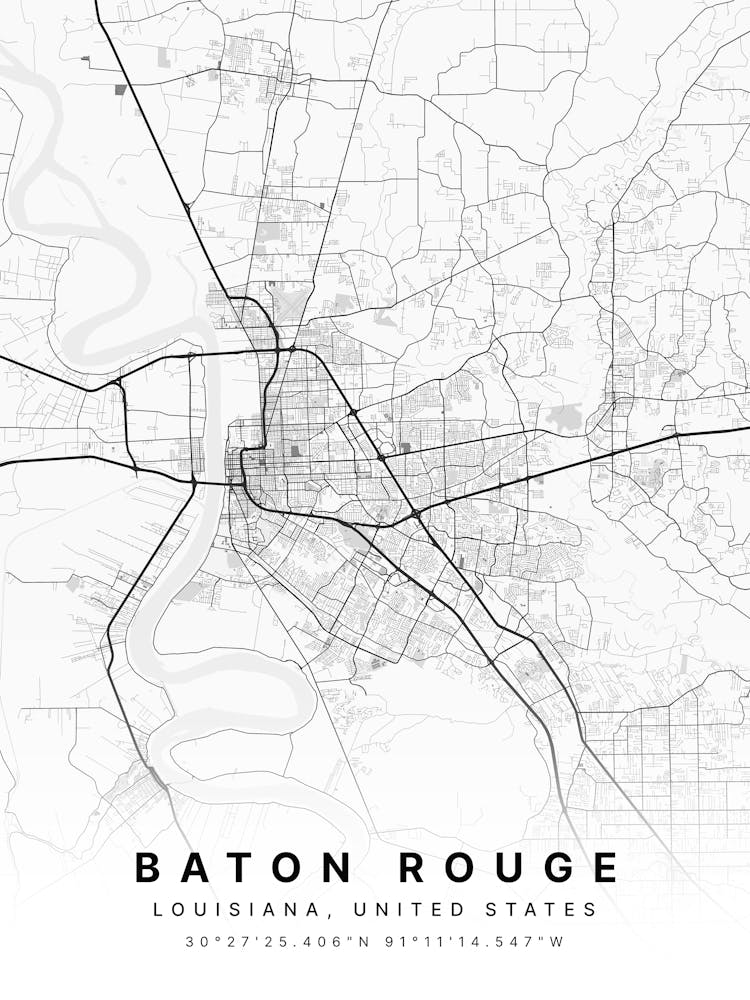 Baton Rouge Louisiana USA Weiße Karte