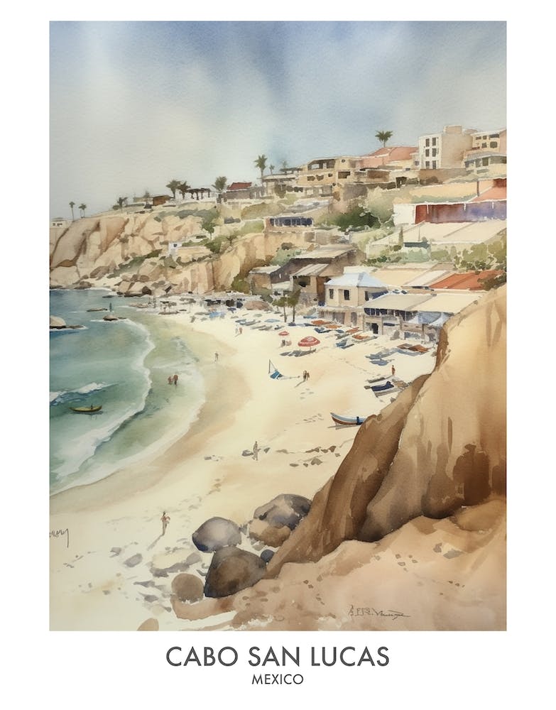 Cabo San Lucas 1 Aquarell Reiseposter