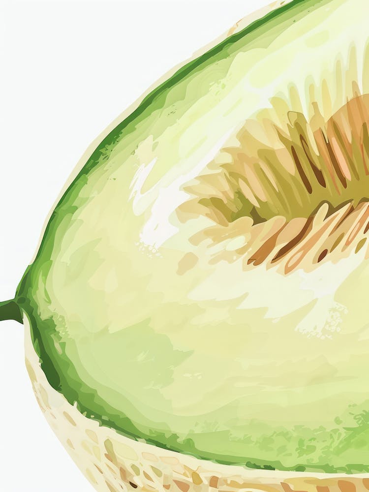Honeydew Melon Close Up Illustration 1