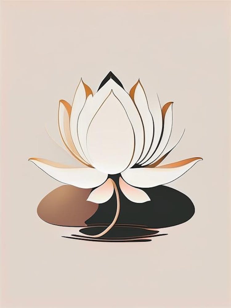 Blooming Lotus Flower In Lake Retro Minimal 1