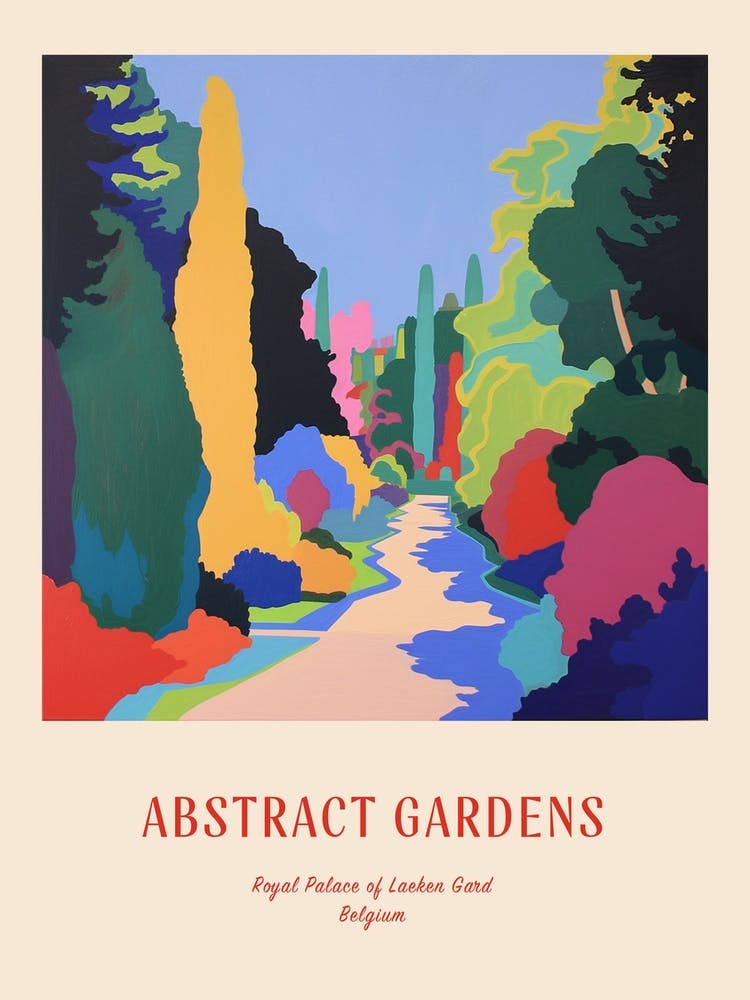 Colourful Gardens Royal Palace Of Laeken Gard Belgium 3 Red Poster