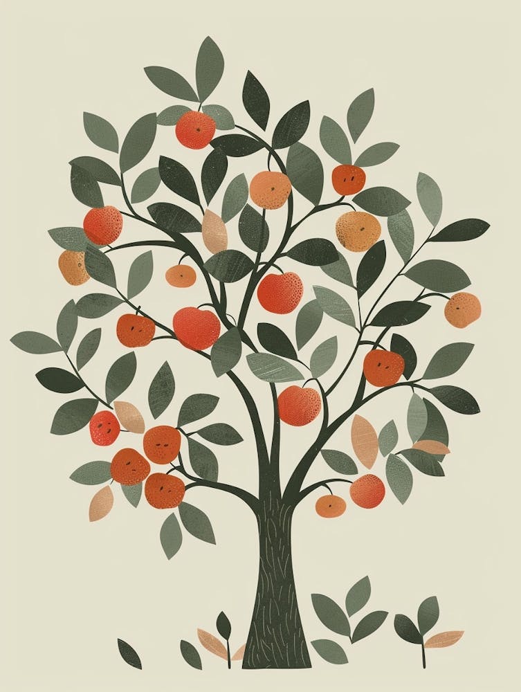 Apple Tree Minimal Japandi Illustration 6