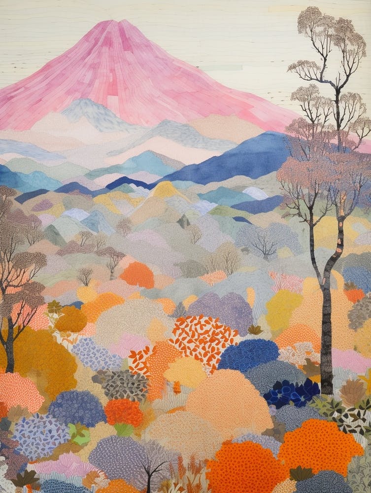 Mount Fuji Japan 2 Colourful Mountain Illustration