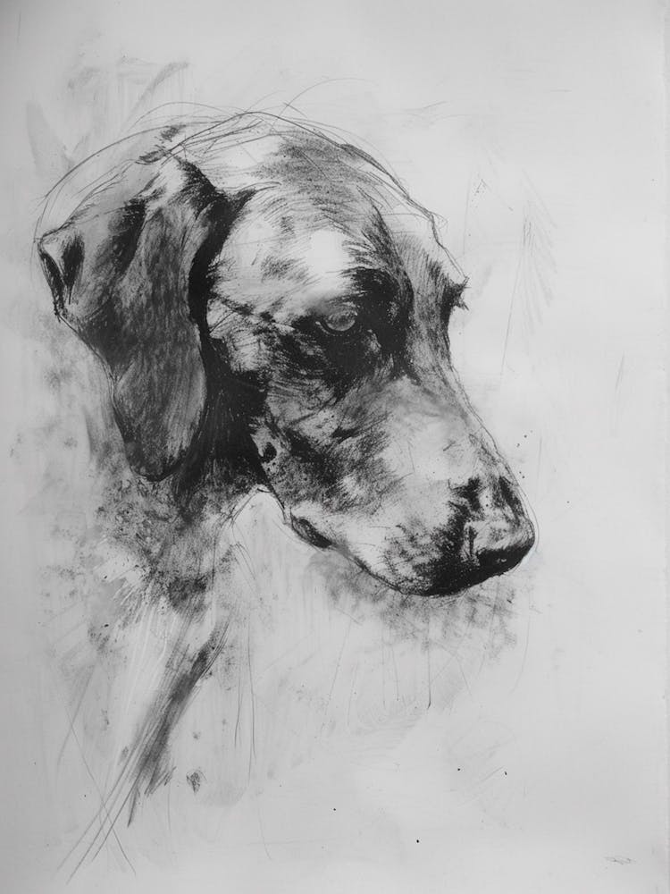 English Foxhound Dog Charcoal Line 3
