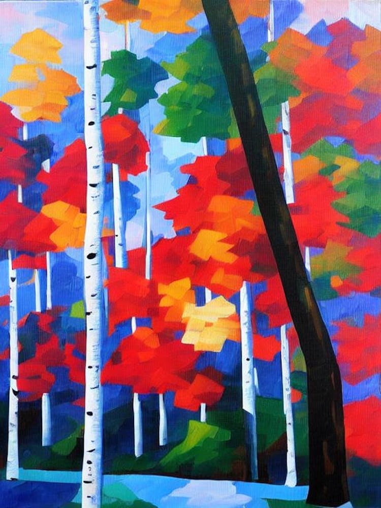 European White Birch Tree Cubist 2