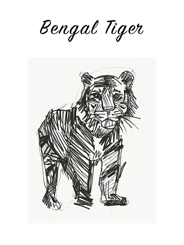 B&W Bengal Tiger Poster