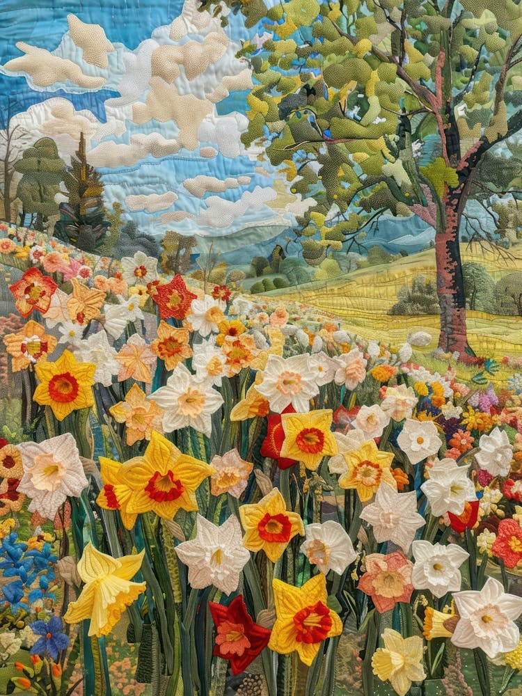 Daffodils Field Knitted In Crochet 4