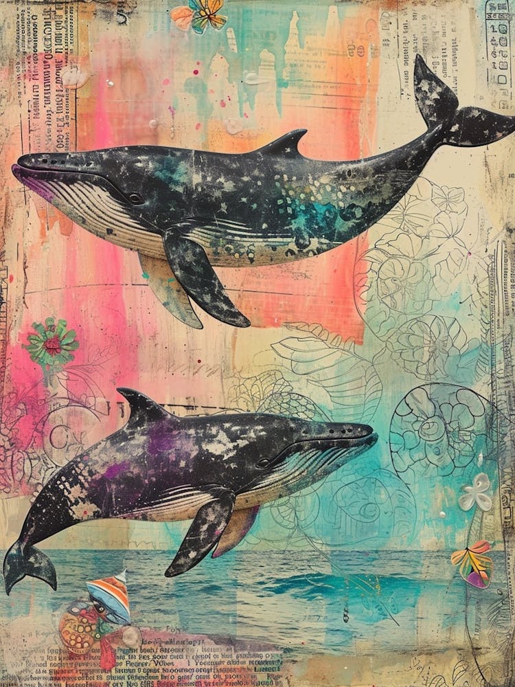 Kitsch Retro Whale Collage 3