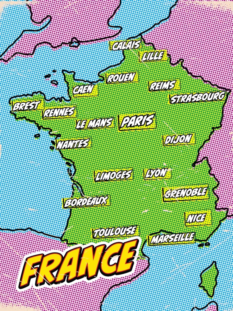 Pop Art Map Of France