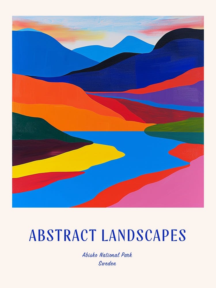 Colourful Abstract Abisko National Park Sweden 4 Poster Blue
