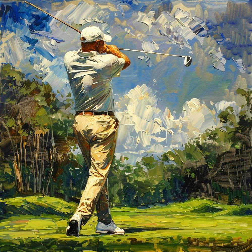 A Golfer Teeing Off Oil Painting Illustration 1718673251 3