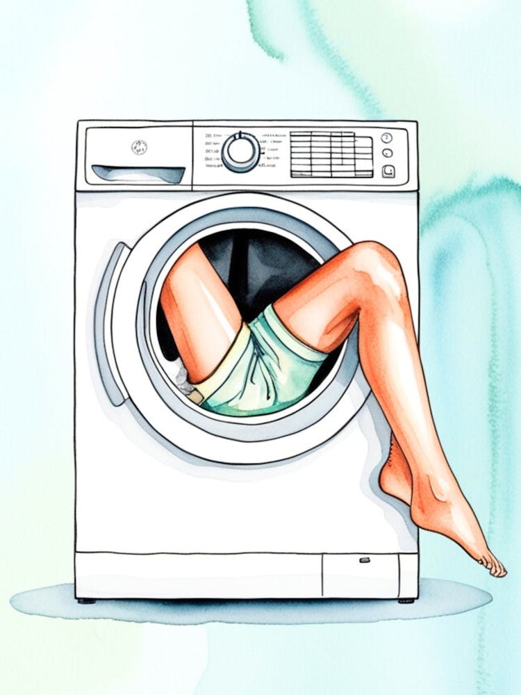 Illustration Of A Woman In A Washing Machine 1