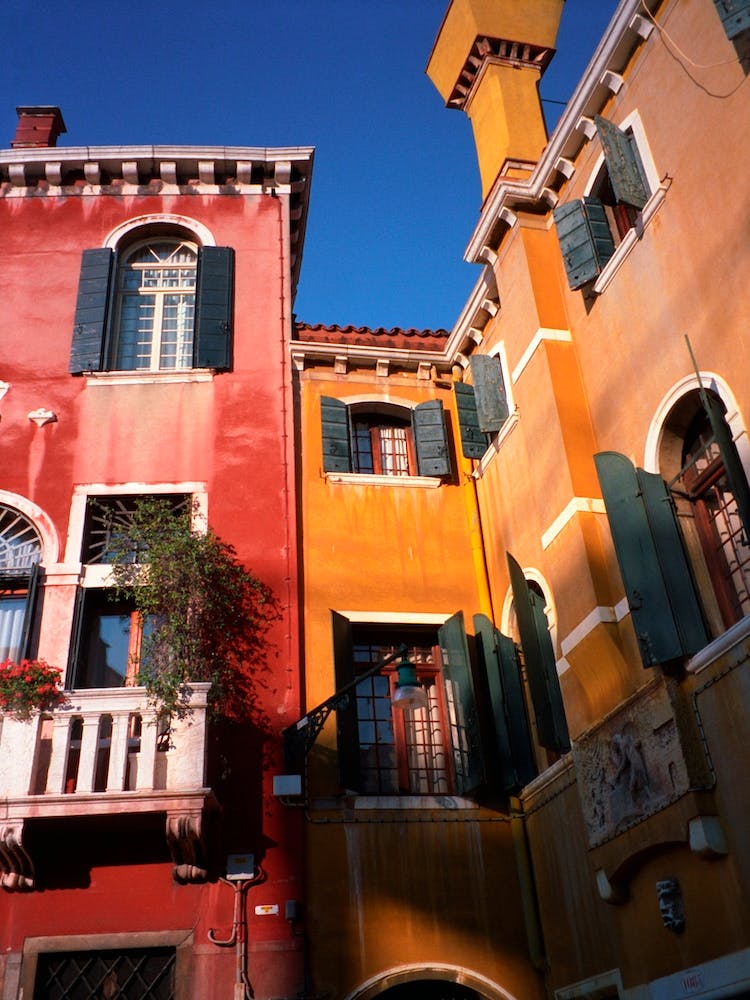 Terracotta And Ochre Traditional Houses Venice Italy