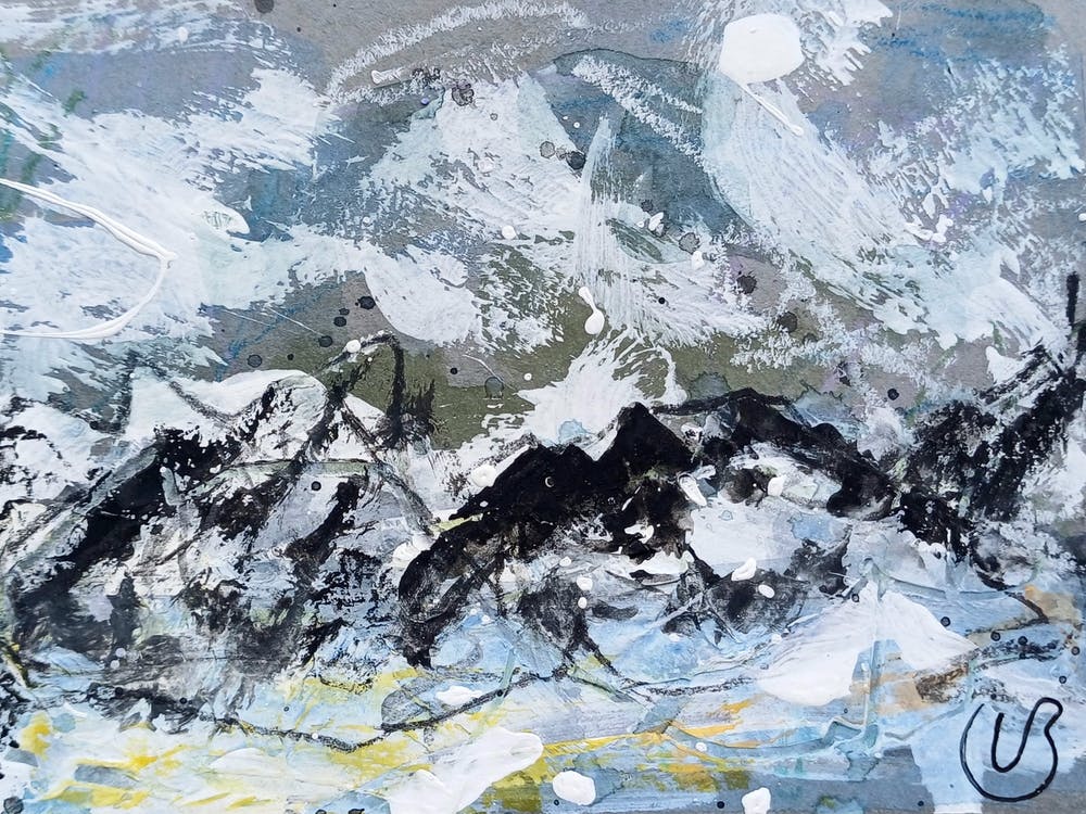 Snowy Mountains Abstract Painting