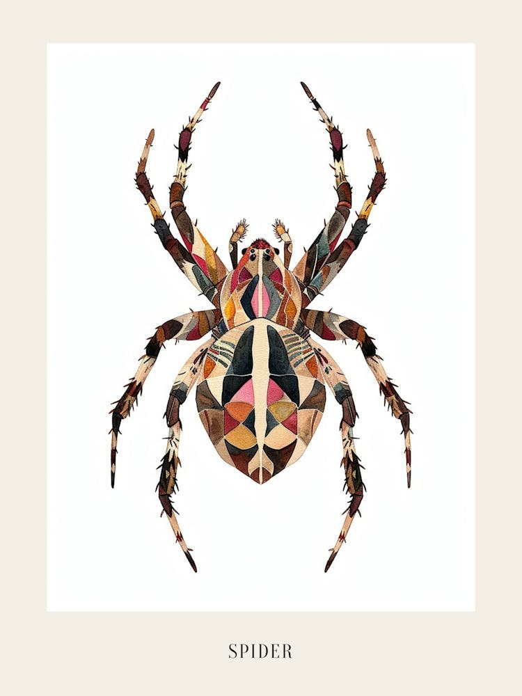Colourful Insect Illustration Spider 16 Poster