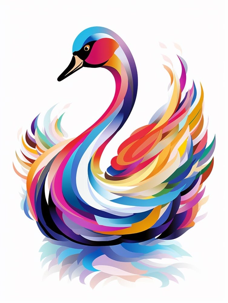 Colourful Geometric Bird Swan 2