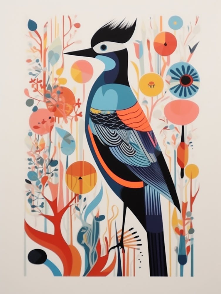 Colourful Scandi Bird Grebe 1