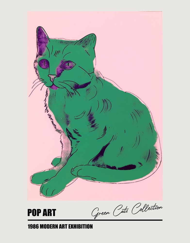 Green Cats Warhol  Style Collection 3