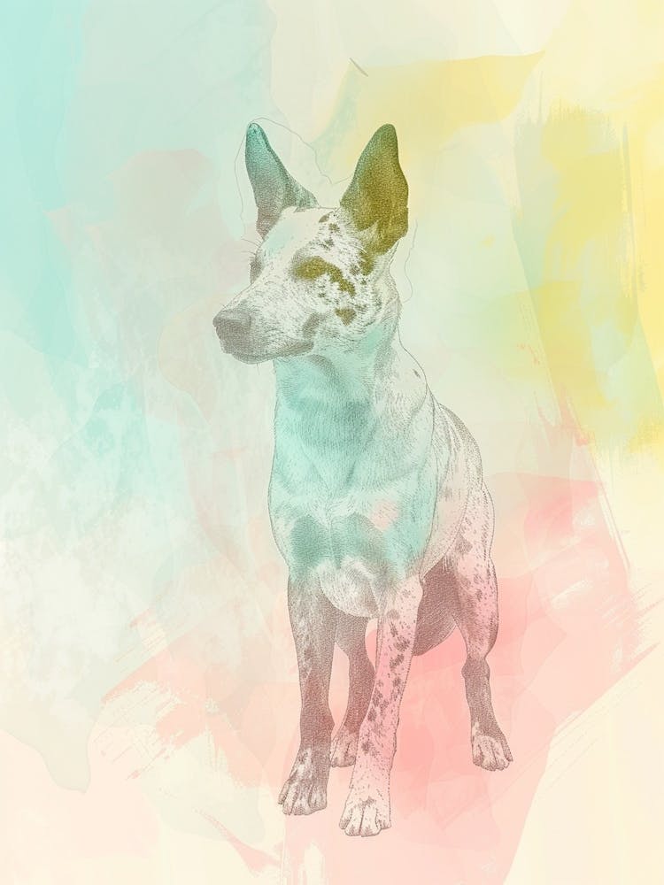 Australian Cattle Dog Pastel Line Watercolour Illustration  3