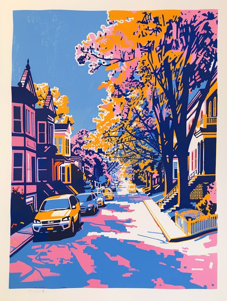 Forest Hills New York Colourful Silkscreen Illustration 3